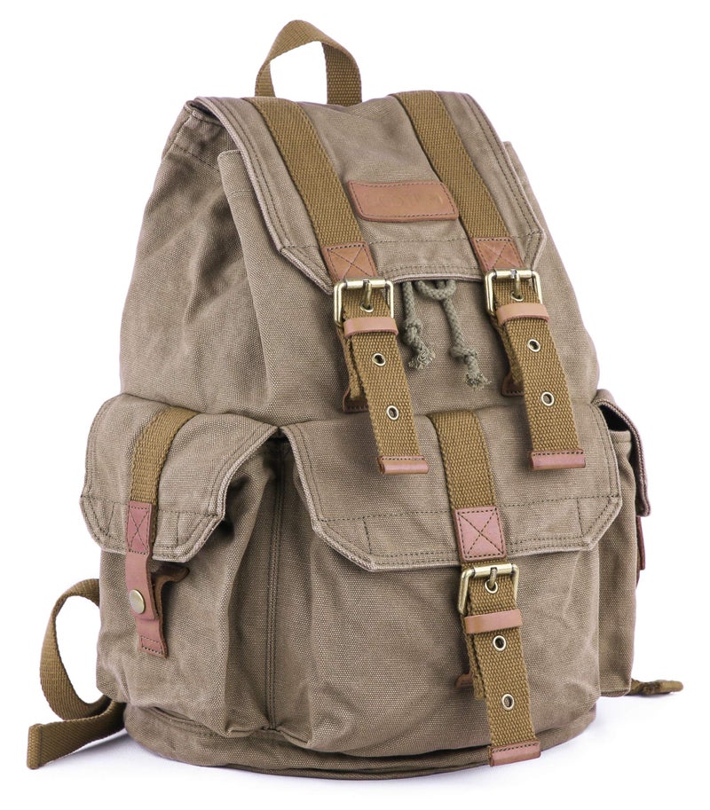 GOOTIUM 21101AMG-S Specially High Density Thick Canvas Backpack Rucksack, Field Tan, Small - Image 2